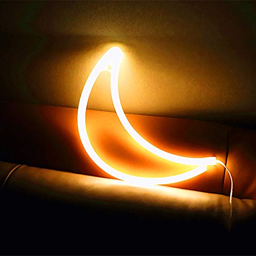 Luces de neón de luna, luces de noche de luna LED, luces de neón de luna, luces de carga USB, utilizadas para artículos de fiesta, decoración de habitaciones (amarillo)