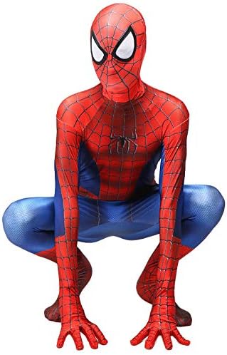 YIWANGO Halloween Masquerade Spider-Man Costume Siamese Tights Party Cosplay Costume Party,Adult-XXL