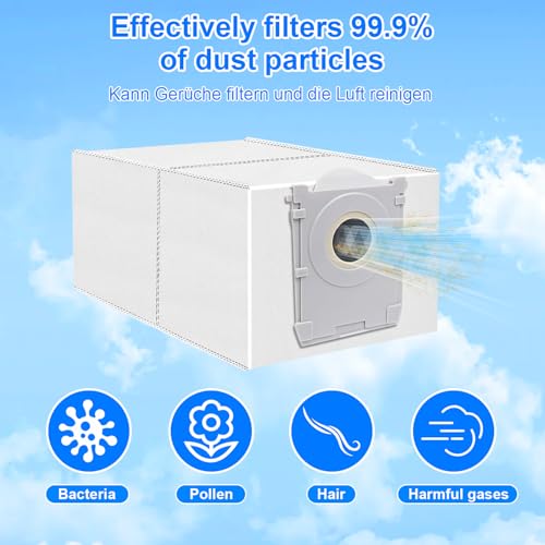 12 Bags for DEEBOT X9 Pro/X8 Omni, T50/T50 Max/T50 Pro Omni, T80 OMNI, T30C Pro OMNI Vacuum Cleaner, Accessories for Activated Carbon Vacuum Cleaner Bags
