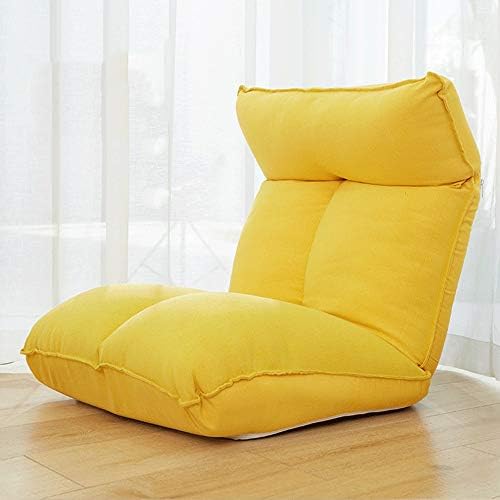 Adjustable 14-speed Floor Chair Memory Foam Foldable Sofa Chair Leisure Lazy Sofa Portable Chair, TV Bedroom Study Room Playroom Seat (Color : Yellow)