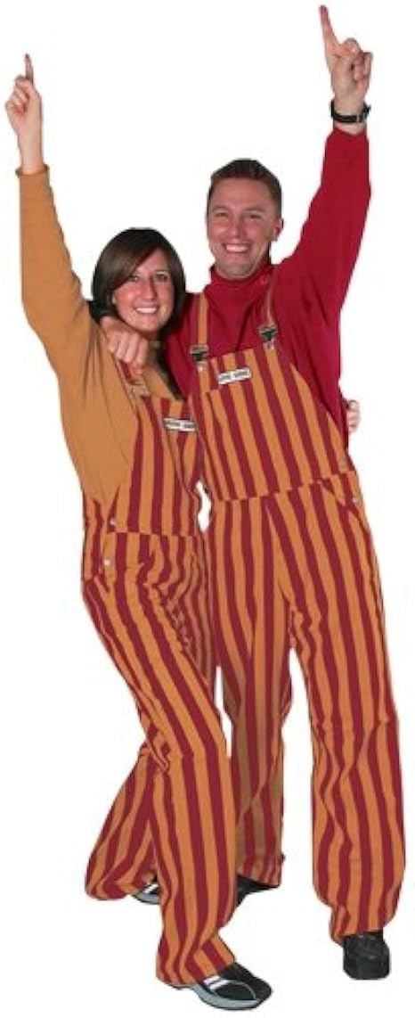 blue white striped overalls