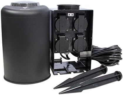VEPOTEK VTOIAC3 Weatherproof Outdoor Pond/Landscape Power Extension Outlet Station with GFIC Breaker 33' Cord Great for RV & Camping