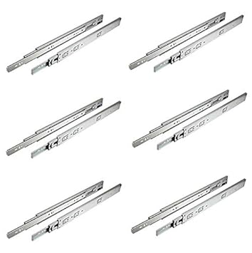 Slitech Soft Close Zinc Drawer Slider Channel 6 Pair - 500mm (20 Inch)