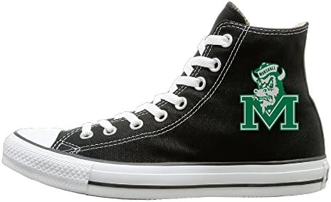 HotChill Marshall University Thundering Herd Not Lace-up Unisex Flat Canvas High Top Sneaker 43 Black
