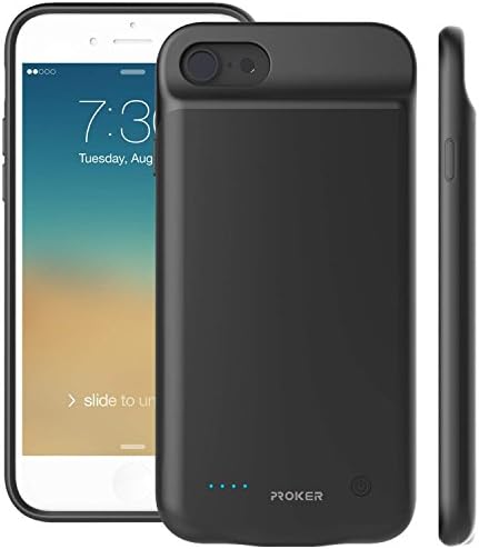 iPhone 7 8 6 6s Battery Case,Proker 3000 mAh Capacity Ultra Slim Charger Case Portable Charging Case for Apple iPhone 8/7 / 6S / 6 (4.7 inch)(Support Lightning Headset) (Black)