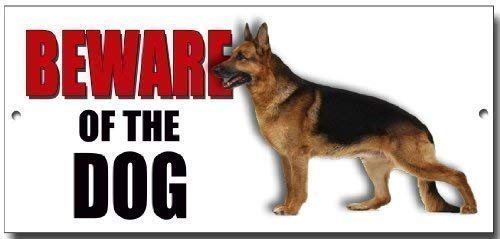 ALSATIAN' BEWARE OF THE DOG metal security warning sign with enamelled finish — image 1
