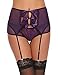ADOME Women's 2 Pieces Lace Suspender Garter Belt Set with Panty for Stockings
