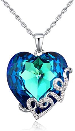 Queenees "Forever Love Heart" Fashion Pendant Necklace Made with SWAROVSKI Crystal, Women Heart Jewelry