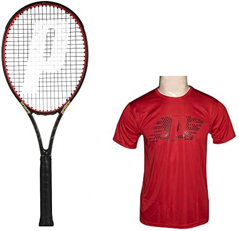 PRINCE Tennis Racket TXT2 Beast 98 (305 Grams) with Round Neck Tshirt RED Size XS