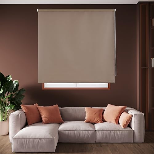 Blindecor Draco | Rollo verdunkelung - Braun, 120 x 230 cm (BxH) | Stoffgröße 117 x 225 cm. Thermorollo für fenster