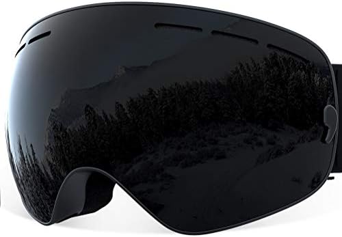 YAKAON Ski Goggles for Men and Women, Y1 Sphercial REVO Mirror Lens Anti-slip Strap Anti-fog UV Protection Detachable Lens & Strap