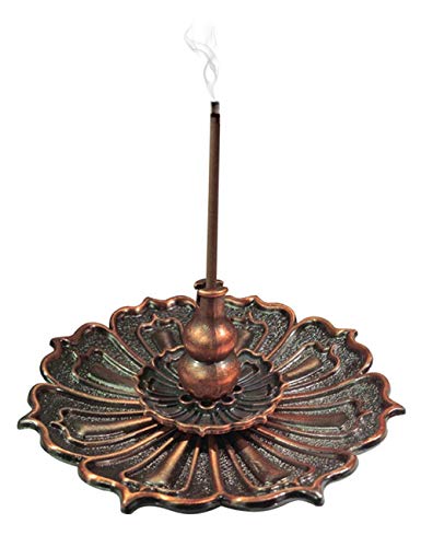 DK177 Brass Incense Sticks Holder Lotus Inscent Burner Disc for Resin Granular Powder Cone Coil Ash Catcher Cinnamon Organic Citronella - Thumbnail 7