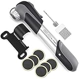 GIYO Mini Bike Pump Portable, 120 PSI High Pressure Bicycle Air Pump Fits Presta & Schrader Automatically Patch and Mount Kits Included