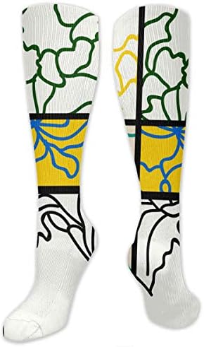 Freesia Flora Printed Crew Socks Warm Over Boots Stocking Cool Warm Sports Socks