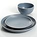 Gibson Home Rockaway Round Stoneware Dinnerware Set, Service for 4 (12pcs), Matte Blue