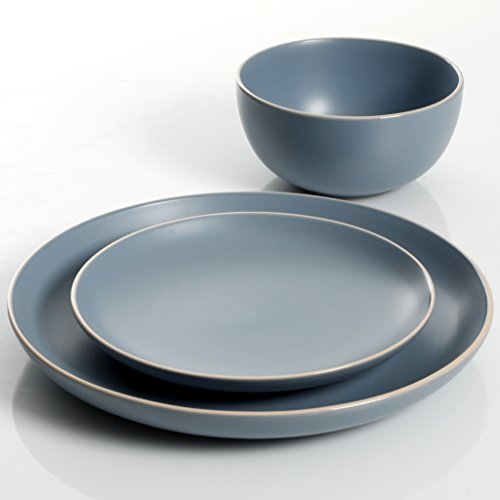 image for Gibson Home Rockaway 12-Piece Dinnerware Set Service for 4, Blue Matte