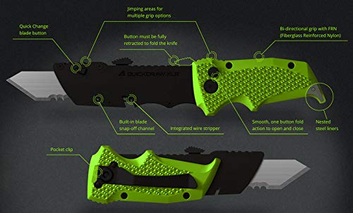 Prazi USA PR-1460 Quickdraw-XLR Longer Folding Utility Knife, Black/Green