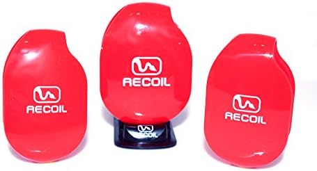 Recoil AUTOMATIC Cord Winder for Headphones, USB Cables and Chargers. 3Pack Combo-1 Small, 1 Medium &amp; 1 Large Winder with Organizer Rack. Color Red.