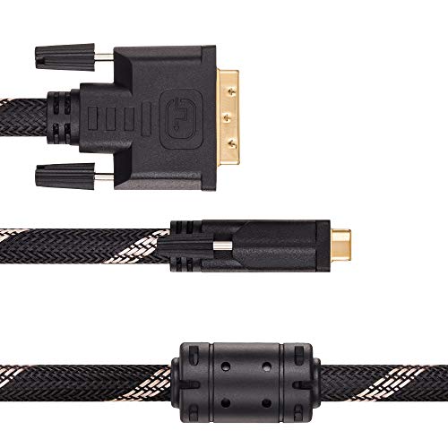 DVI Cable 30Ft,Tan QY Nylon Braided DVI-D 24+1 Dual Link Male to Male Digital Video Cable Gold Plated with Ferrite Core Support 2560x1600 for Gaming, DVD, Laptop, HDTV and Projector (10M/30Ft)