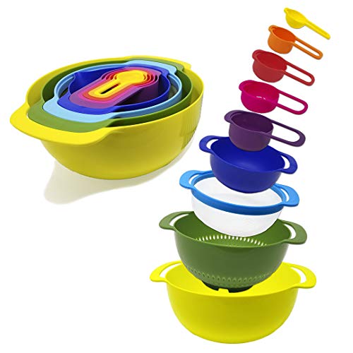 9Piece Nesting Mixing Bowls & Measuring Cups Set for Cooking, RV