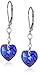 Sterling Silver Swarovski Elements Sapphire Color Aurora Borealis Heart Shape Drop Earrings