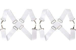 Vaguelly 2pcs Parade Marching Straps Metal Holder Adjustable Sling Cross Snare Shoulder Band Drum Instrument White Clip Belt