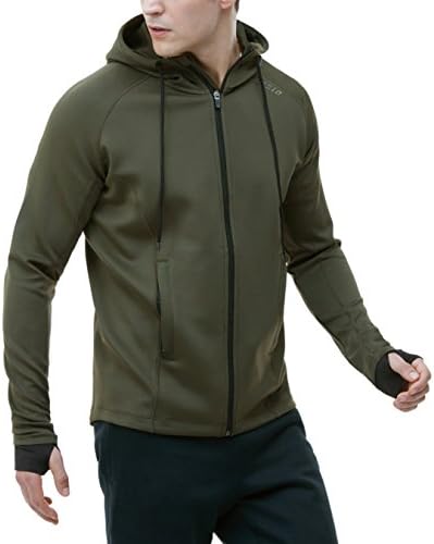 TM-MKJ01-KHK_Medium Tesla Men's Performance Active Training Full-zip Hoodie Jacket MKJ01