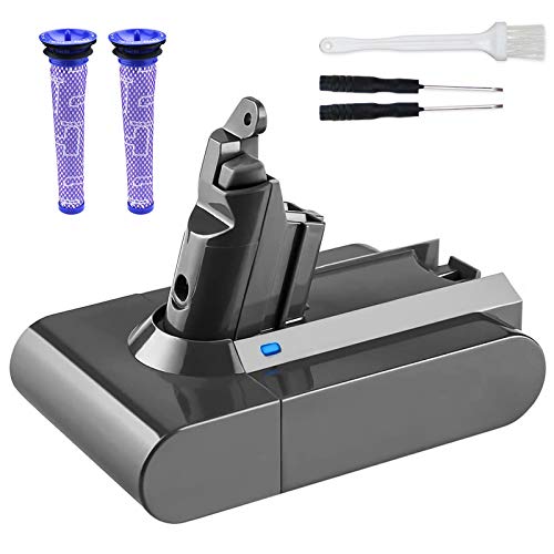 Photo 1 of 5.0Ah 21.6V Replacement Battery for V6 Battery DC58 DC59 DC61 DC62 DC72 DC74 Absolute Animal Motorhead Slim SV03 SV04 SV05 SV06 SV07 SV09-2 + 2 Filters+ 2 Screwdrivers+ 1 Brush