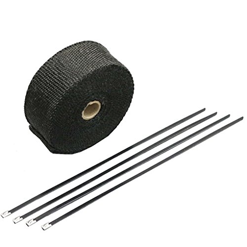 Egal 5m 10m Motorcycles Exhaust Front Pipe Cloth Roll Motorbike Anti-hot Wrap Heat Manifold Insulation Cloth Roll black 1.5mm50mm10m
