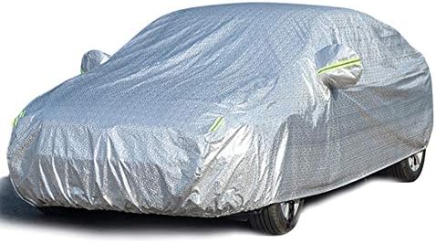 DYYPPWW Car cover Outdoor Indoor Waterproof Rain Snow Resistant Dustproof Sunscreen Anti-UV Car hood Protective cover reflective strip (520 * 200 * 180)-Silver-XXXL