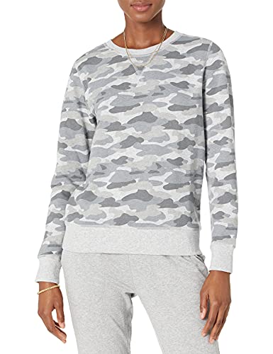 Amazon Essentials Pull à Col Rond en Polaire (Disponible en Grandes Tailles) Femme, Gris Clair Camouflage, L
