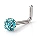 Ruifan 3PCS 18G Surgical Steel Clear & Colorful & Acid Gem Crystal L-Shaped Nose Bone Studs Ring Pins Piercing Jewelry