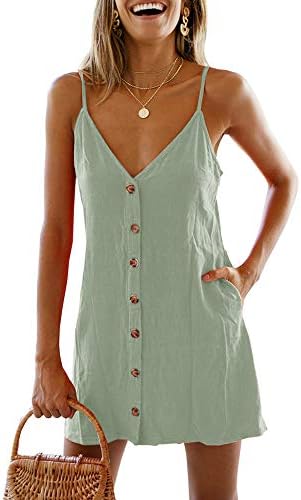 Womens Polka Dot V Neck Button Down Ruffles Casual Loose Swing Short Mini T-Shirt Dress