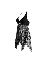 Siren's Deal Womens Plus Size Halter Swimdress Print Tankini Set Traje de baño de 2 piezas Traje de baño con Boyshort C0001