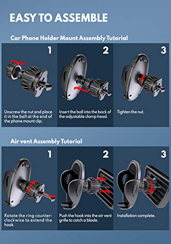 Phone Car Holder, DracoLight Car Phone Holder Mount, Universal Cell phone Holder Clip Mount Cradle for Car Air Vent Compatible iPhone 12/11 pro/XS/XR/X/8/7, samsung Galaxy, Pickup Truck vehicle