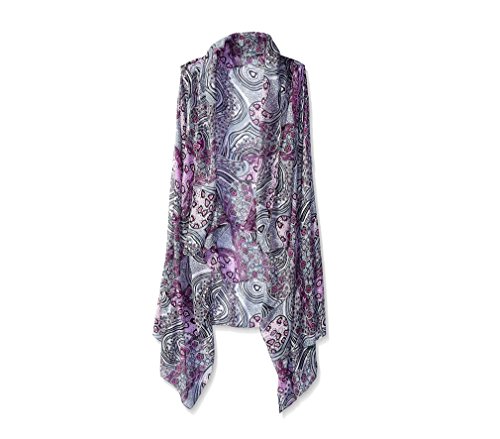 Accents by Lavello Sheer Designer Vest, Purple/Grey Mixed Print, One Size