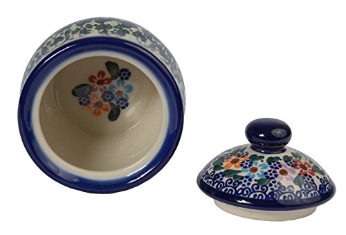Traditional-Polish-Pottery-Handcrafted-Ceramic-Lidded-Sugar-Bowl-with-a-Spoon-Slot-290ml-10-fl-oz-Boleslawiec-Style-Pattern-C102DAISY Traditional Polish Pottery, Handcrafted Ceramic Lidded Sugar Bowl with a Spoon Slot (290ml / 10 fl oz), Boleslawiec Style Pattern, C.102.DAISY