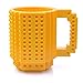 KYONNE Build-on Brick Mug, Building Blocks Coffee Cup, Unique Christmas Gift Idea, Compatible with lego (Yellow)