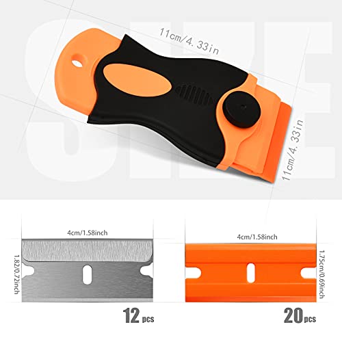 Schaber Ceranfeld, 2 Stücke orangefarben Ceranfeld Kratzer mit 32 Stücke Ersatzklingen für Küche und Glaskeramik