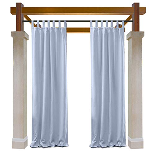 Macochico Outdoor Tab Top Curtains Panels Sky Blue 52w X 63l Solid