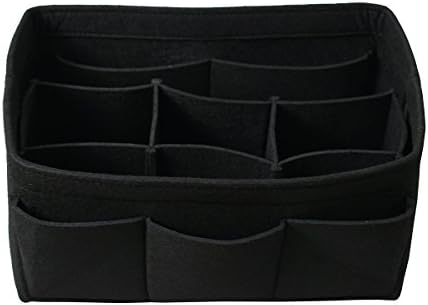 Felt Handbag Organizer, Insert Purse Organizer 12 Pockets Structure Shaper 3 Sizes Black XL