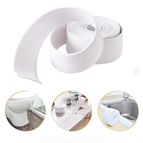 Loobani PE Bathtub Counter Caulk Strip Seal For Bath Tub Kitchen, Shower Toilet Wall Sealant Tape, Flexible Peel and Stick Caulking, 1-1/2" Width X 11 Feets Long (1 Pack, White)