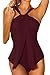 Sovoyontee Women Halter Neck One Piece Swimsuit Monokini Ruby L