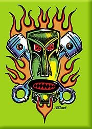 Artist Von Franco Piston Tiki 13 Dice Pinstripe Hot Rod Fridge Magnet