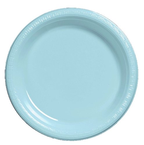 Creative Converting Touch of Color 20 Count Plastic Banquet Plates, Pastel Blue