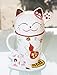 High Quality Japanese Lucky Cat Ceramic Teacup Mug Glass - comes with Lid and Spoon (Red)