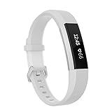Fitbit Alta HR Bands Large White, Henoda Soft Silicone Replacement Wristband Accessories with Secure Metal Buckle Clasp for Fitbit Alta HR Sport Smart Watch