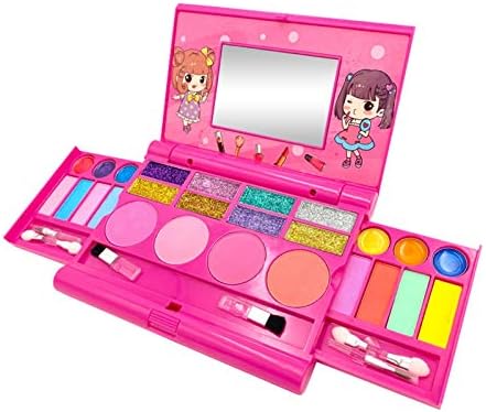 Amazon Co Jp 私の最初のメイクアップセット 女の子のメイクアップキット アイシャドウ付きの洗えるキッズメイク アップおもちゃキット 口紅 チーク ミラープリンセスふりをするクリスマスの誕生日のおもちゃゲームノベルティおもちゃ ホーム キッチン