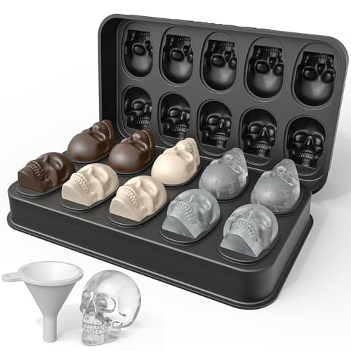 LUSHYUM Skull Ice Cube Mold Tray, 1 Pack BPA-Free Skeleton Head Maker Mold, Flexible & Easy Release 3D Skull Molds for Baking Whiskey Cocktail Chocolate Resin, Ideal Gift for Halloween Party