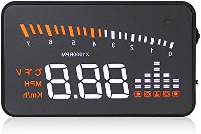 SEANFAR 3" X5 Car Windshield HUD Multi-function Head Up Display with OBD2 Interface Speed Fatigue Warning KM/h RPM MPH Fuel Consumption